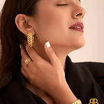 Imana Flexi Mesh Bracelet, Hoop Earrings & Ring Set - Bansri Mehta Design