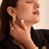 Imana Flexi Mesh Bracelet, Hoop Earrings & Ring Set - Bansri Mehta Design