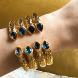 Hammered Finish Hinged Bangle Bracelet - Gold - Bansri Mehta Design