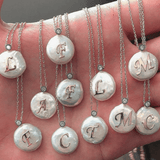 Mother of Pearl Rosegold Initial Necklace - Bansri Mehta Design