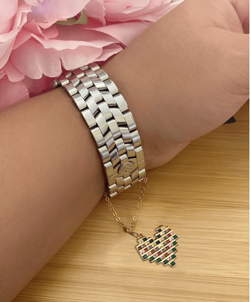 Emoji Crystal Heart Watch Charm - Bansri Mehta Design