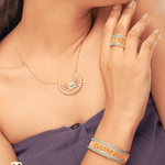 Filigree Carved Crescent Moon Necklace & Earring Set - Bansri Mehta Design