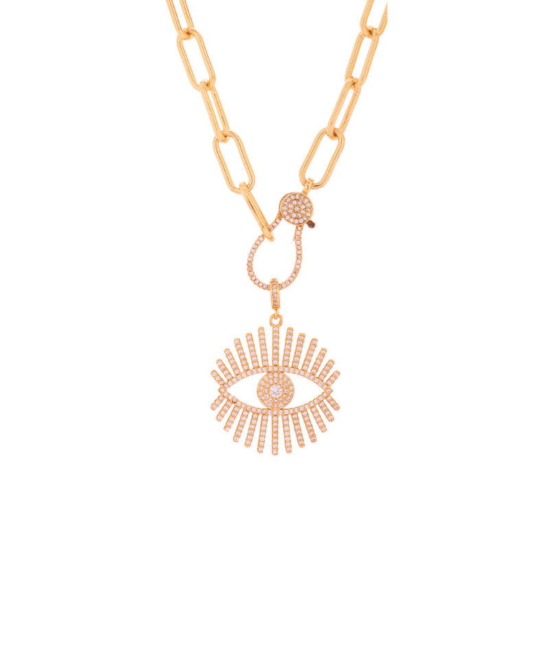 Third Eye Crystal Encrusted Detachable Pendant Link Necklace - Bansri Mehta Design