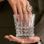 Rainbow Crystal Solitaire Disc Statement Ring - Bansri Mehta Design