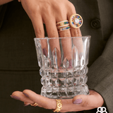 Rainbow Crystal Solitaire Disc Statement Ring - Bansri Mehta Design
