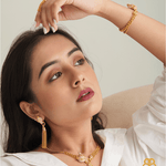 Gold Panther Beaded Necklace, Earring, Bracelet & Ring Set - Bansri Mehta Design