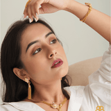 Gold Panther Beaded Necklace, Earring, Bracelet & Ring Set - Bansri Mehta Design