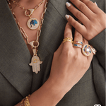 Rainbow Crystal Solitaire Disc Statement Ring - Bansri Mehta Design
