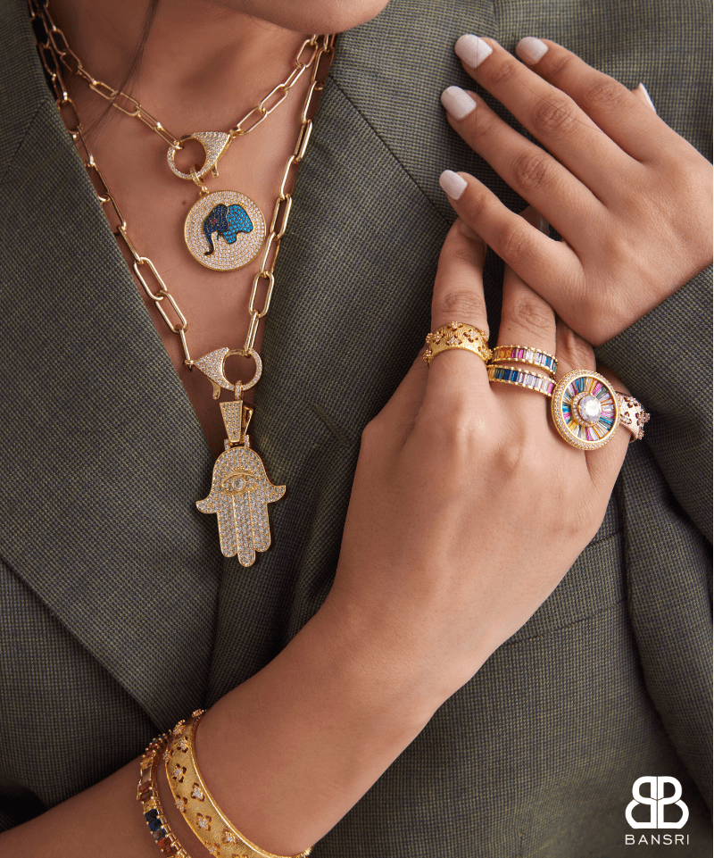 Rainbow Crystal Solitaire Disc Statement Ring - Bansri Mehta Design