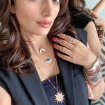 Hand Painted Rosegold Evil Eye Necklace - Bansri Mehta Design