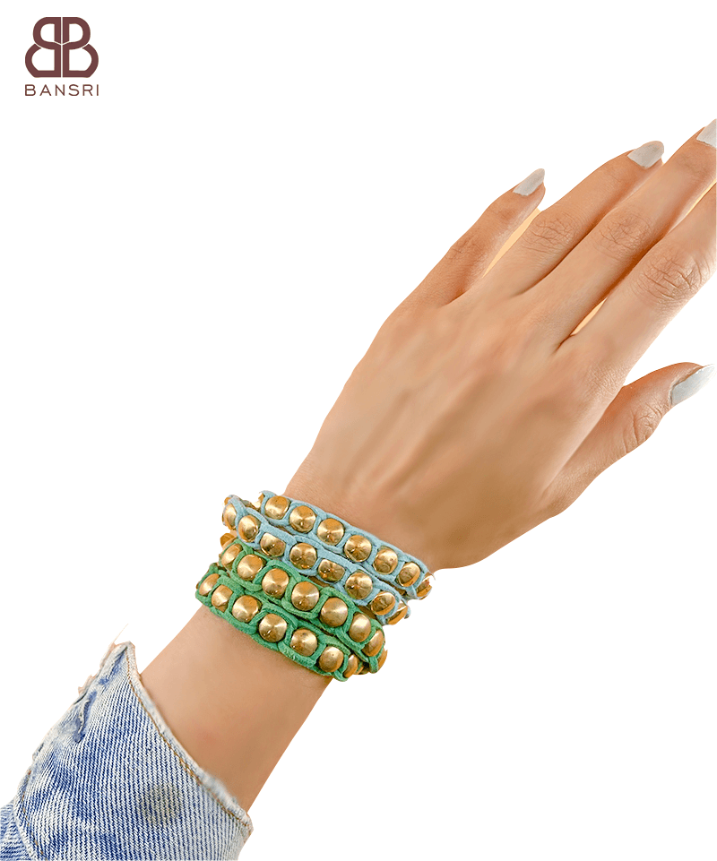 Wrap Around Colorbar Leather Bracelet or Choker Necklace - Bansri Mehta Design