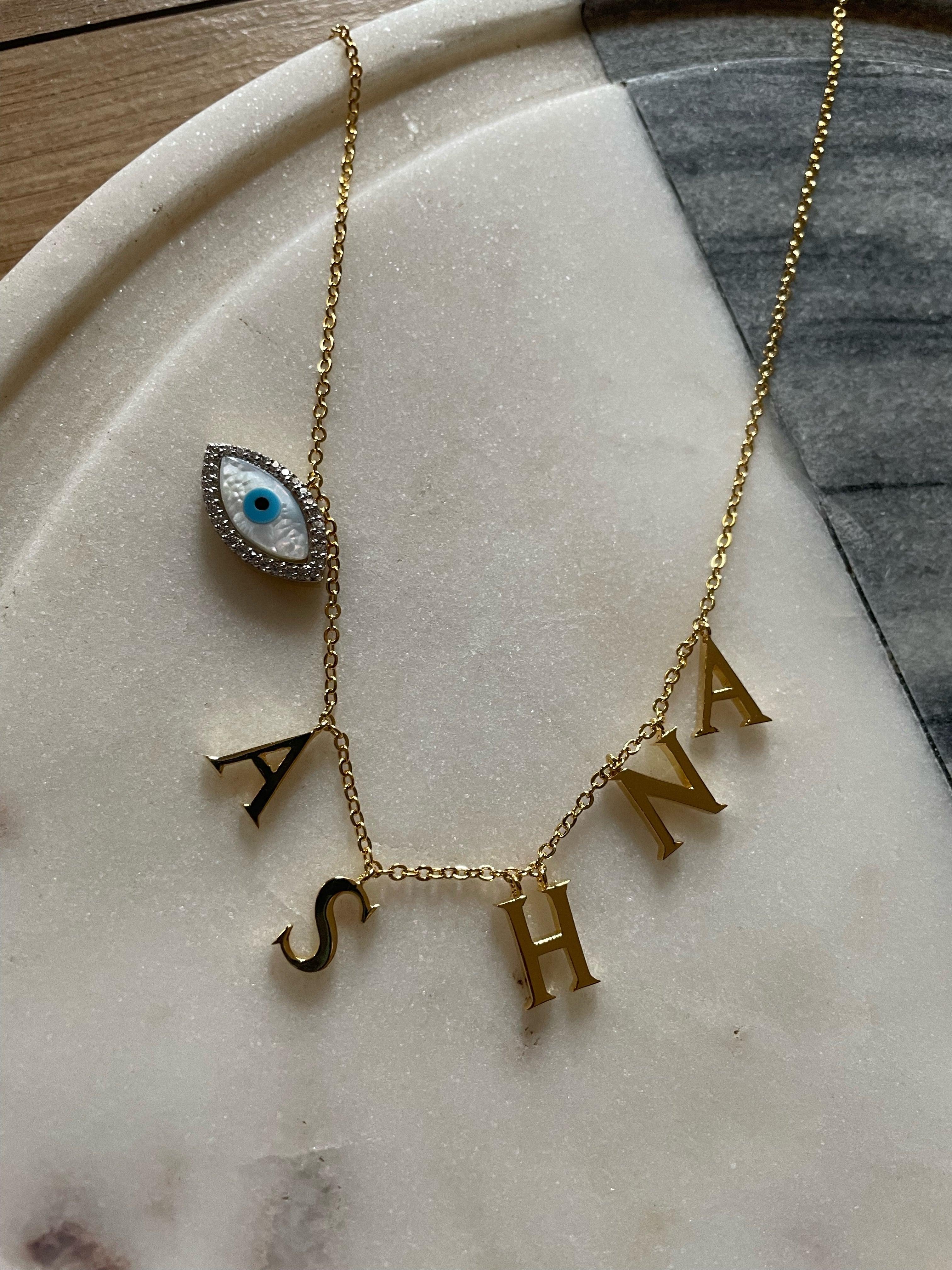 Personalized Name Charm Necklace - Bansri Mehta Design