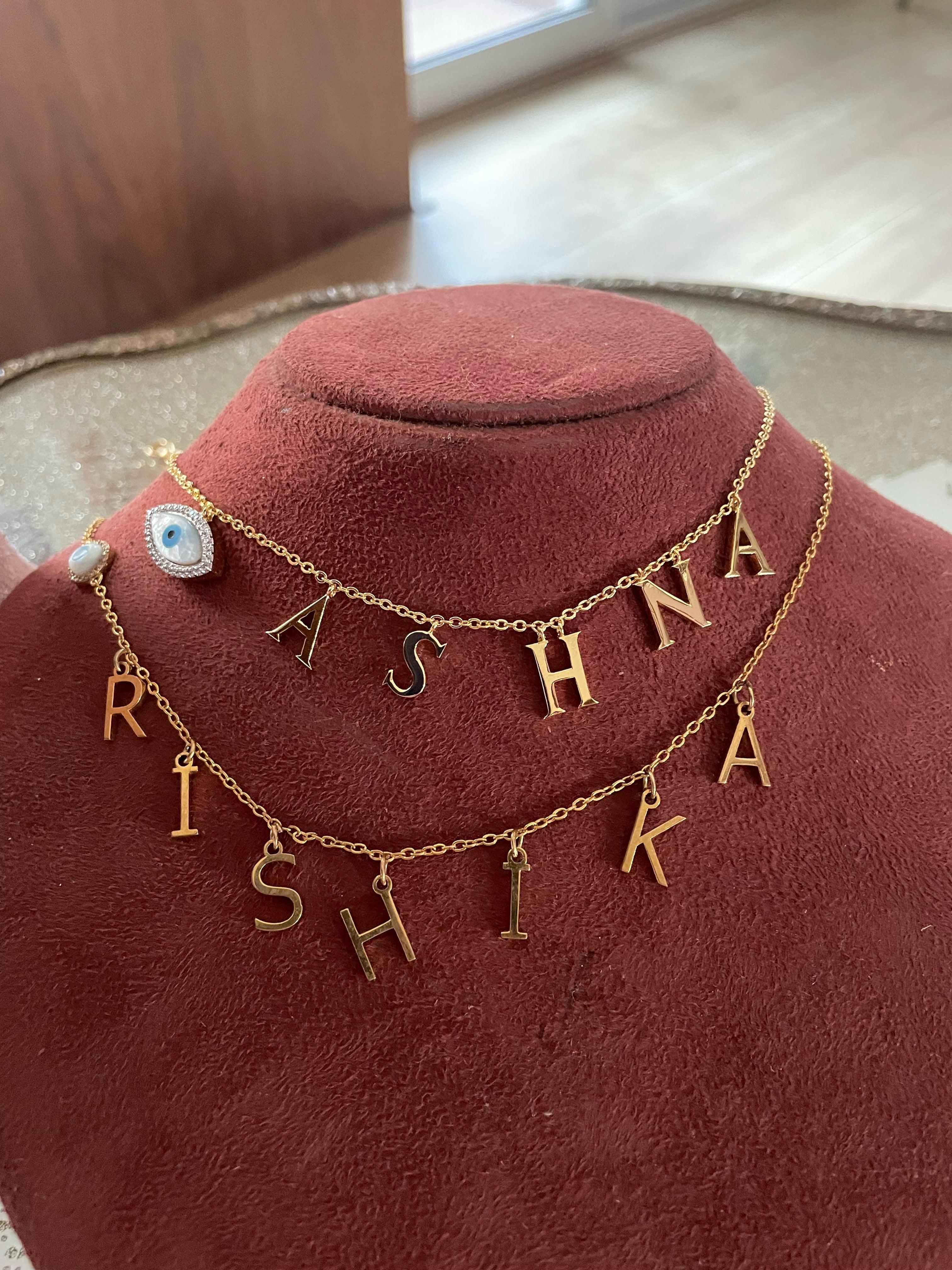 Personalized Name Charm Necklace - Bansri Mehta Design