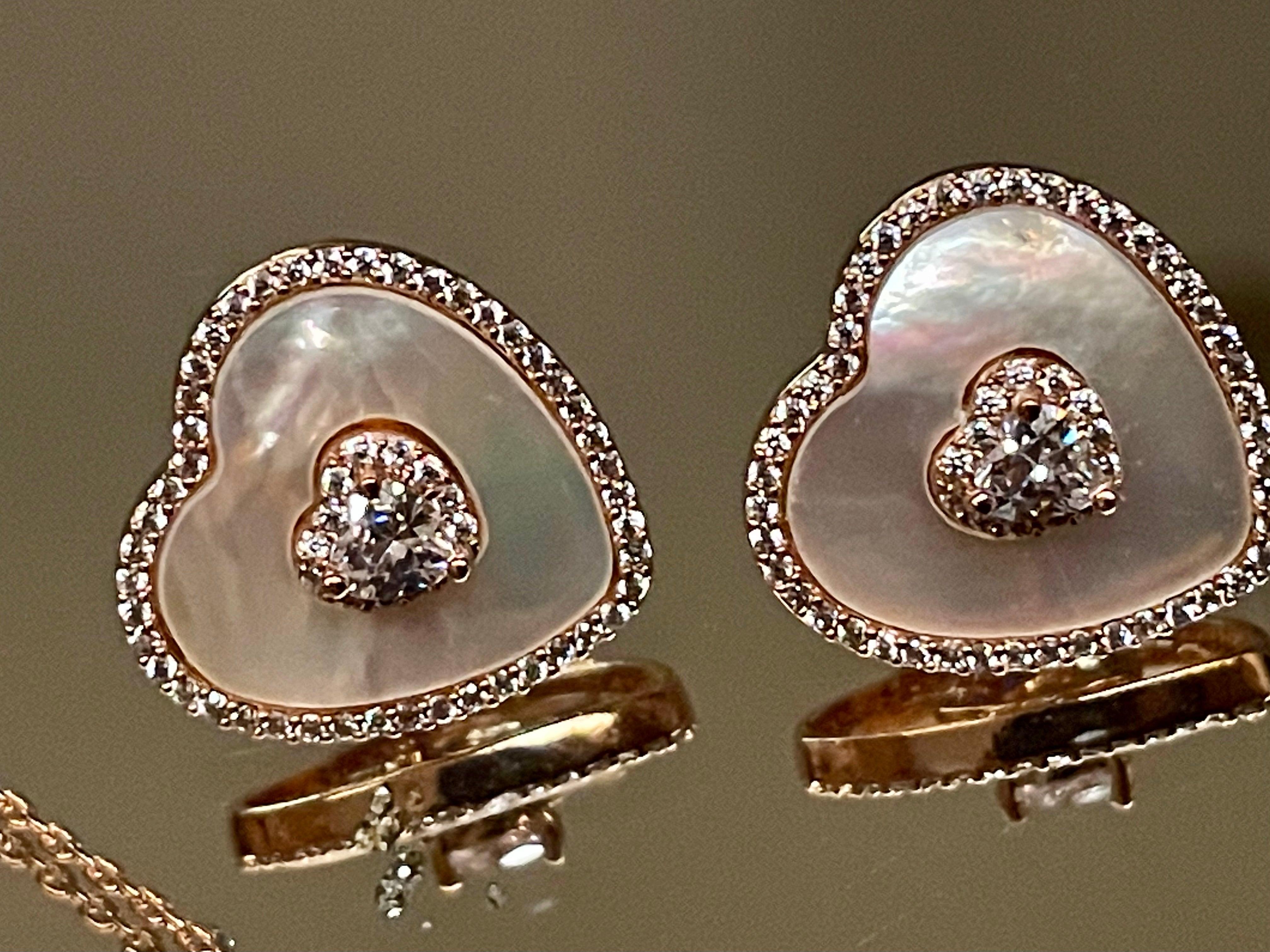 Mother of Pearl Heart Solitaire Necklace & Earring Set - Bansri Mehta Design