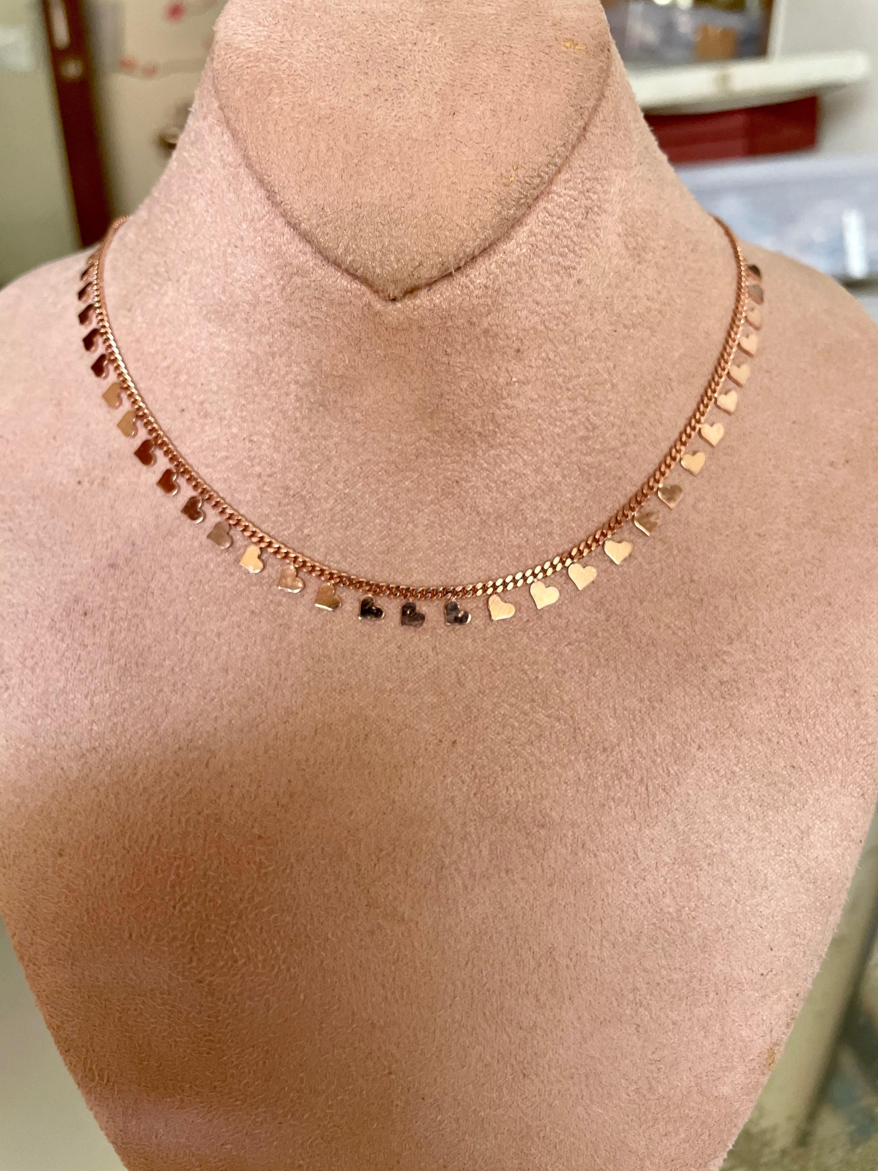 Mini Hearts Collar Chain Necklace - Rosegold - Bansri Mehta Design