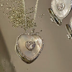 Mother of Pearl Heart Solitaire Necklace & Earring Set - Bansri Mehta Design
