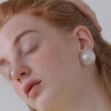 30mm Round Pearl Stud Earrings - Bansri Mehta Design