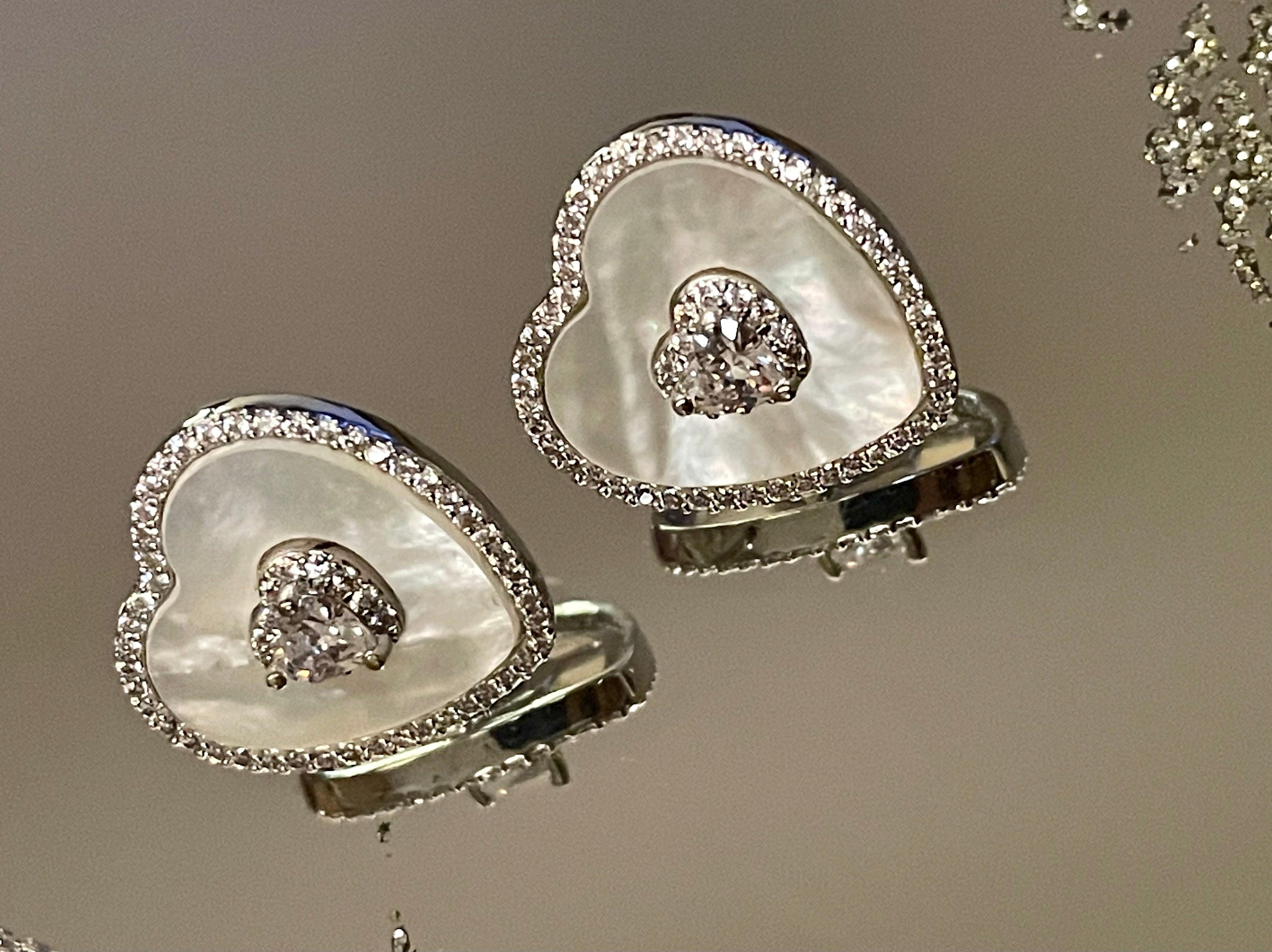 Mother of Pearl Heart Solitaire Necklace & Earring Set - Bansri Mehta Design