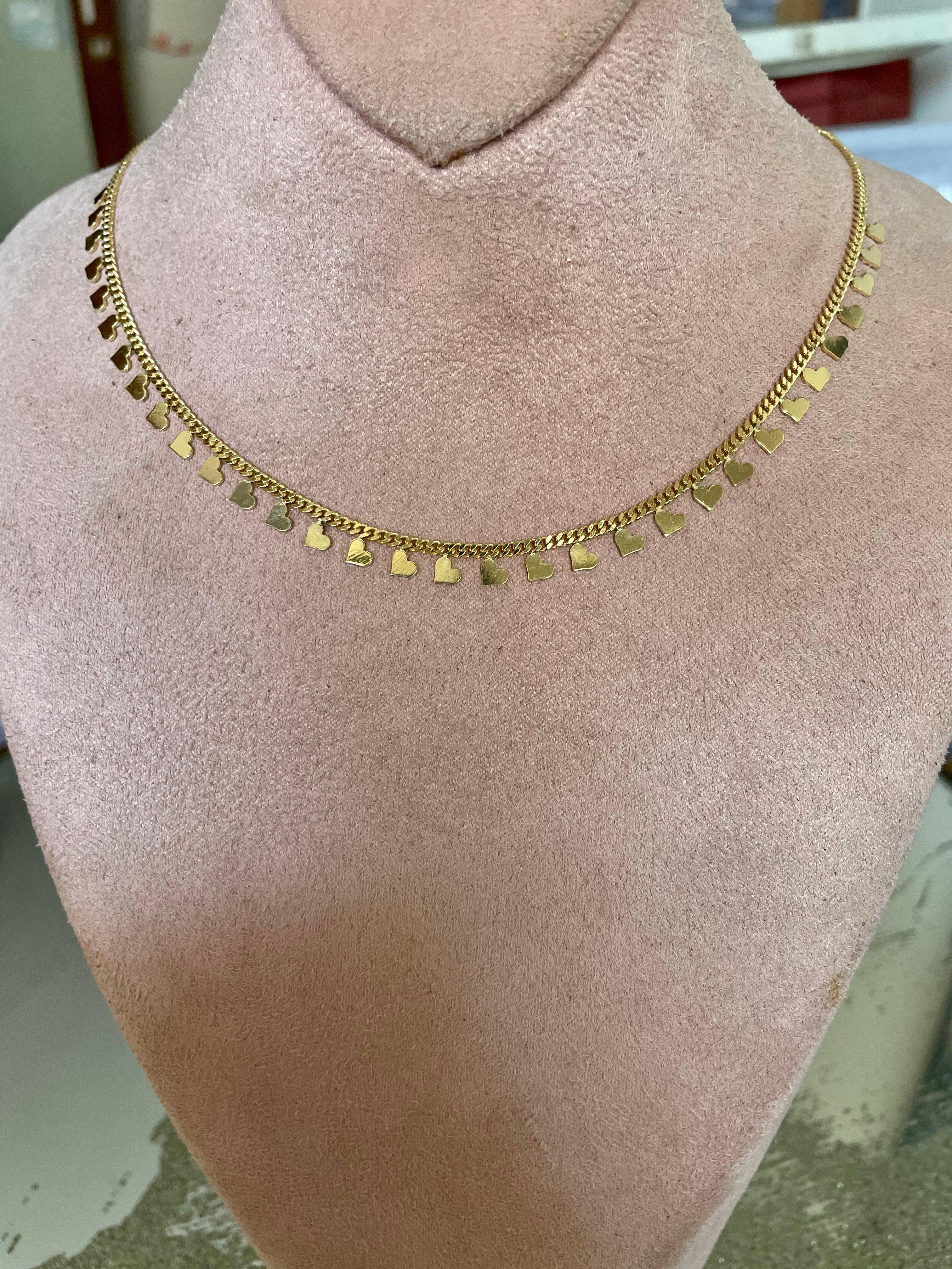 Mini Hearts Collar Chain Necklace - Gold - Bansri Mehta Design