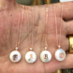 Mother of Pearl Rosegold Initial Necklace - Bansri Mehta Design