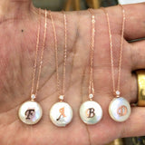 Mother of Pearl Rosegold Initial Necklace - Bansri Mehta Design
