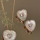 Mother of Pearl Heart Solitaire Necklace & Earring Set - Bansri Mehta Design