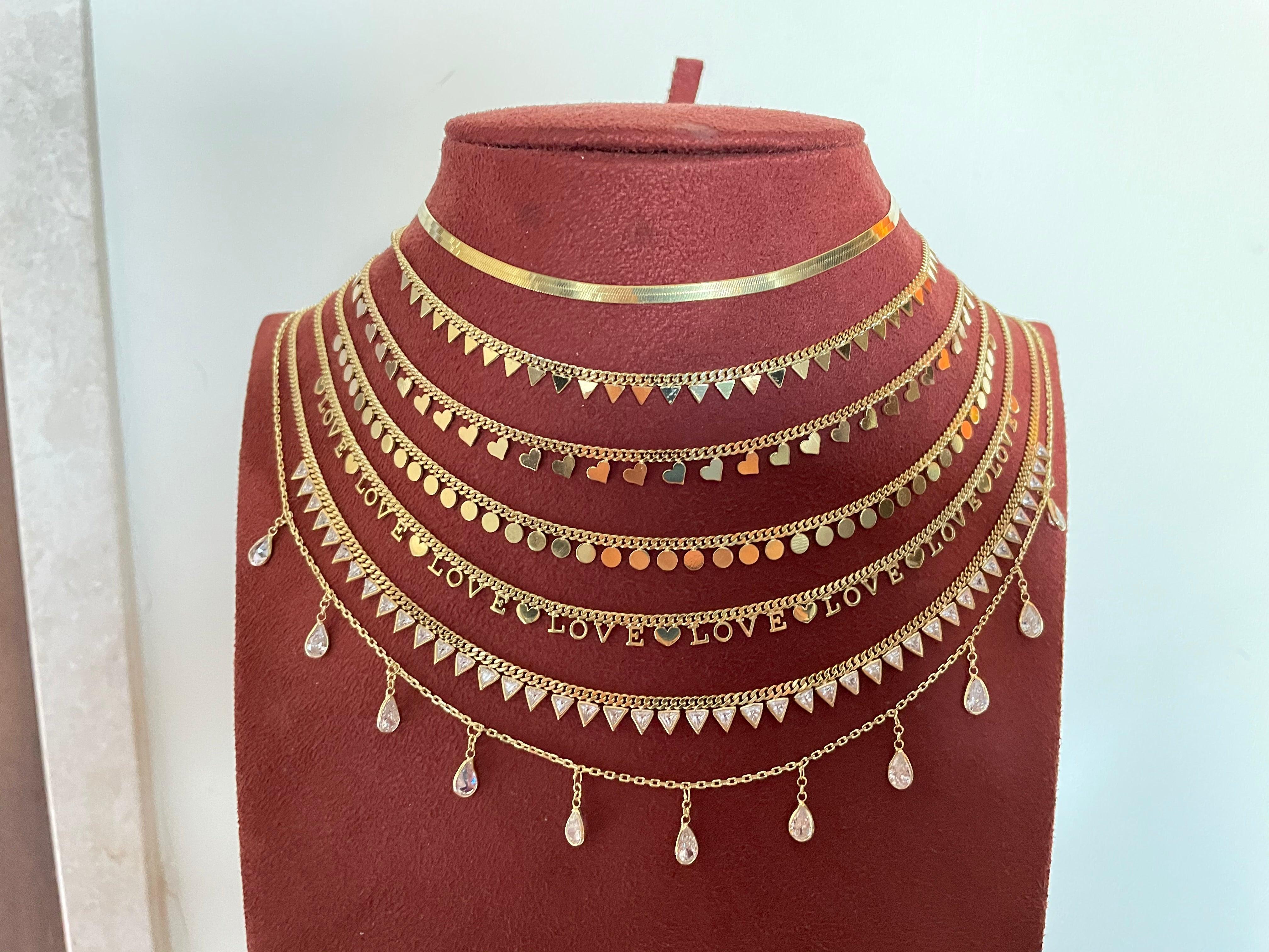 Mini Hearts Collar Chain Necklace - Gold - Bansri Mehta Design