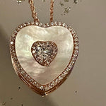 Mother of Pearl Heart Solitaire Necklace & Earring Set - Bansri Mehta Design