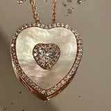 Mother of Pearl Heart Solitaire Necklace & Earring Set - Bansri Mehta Design