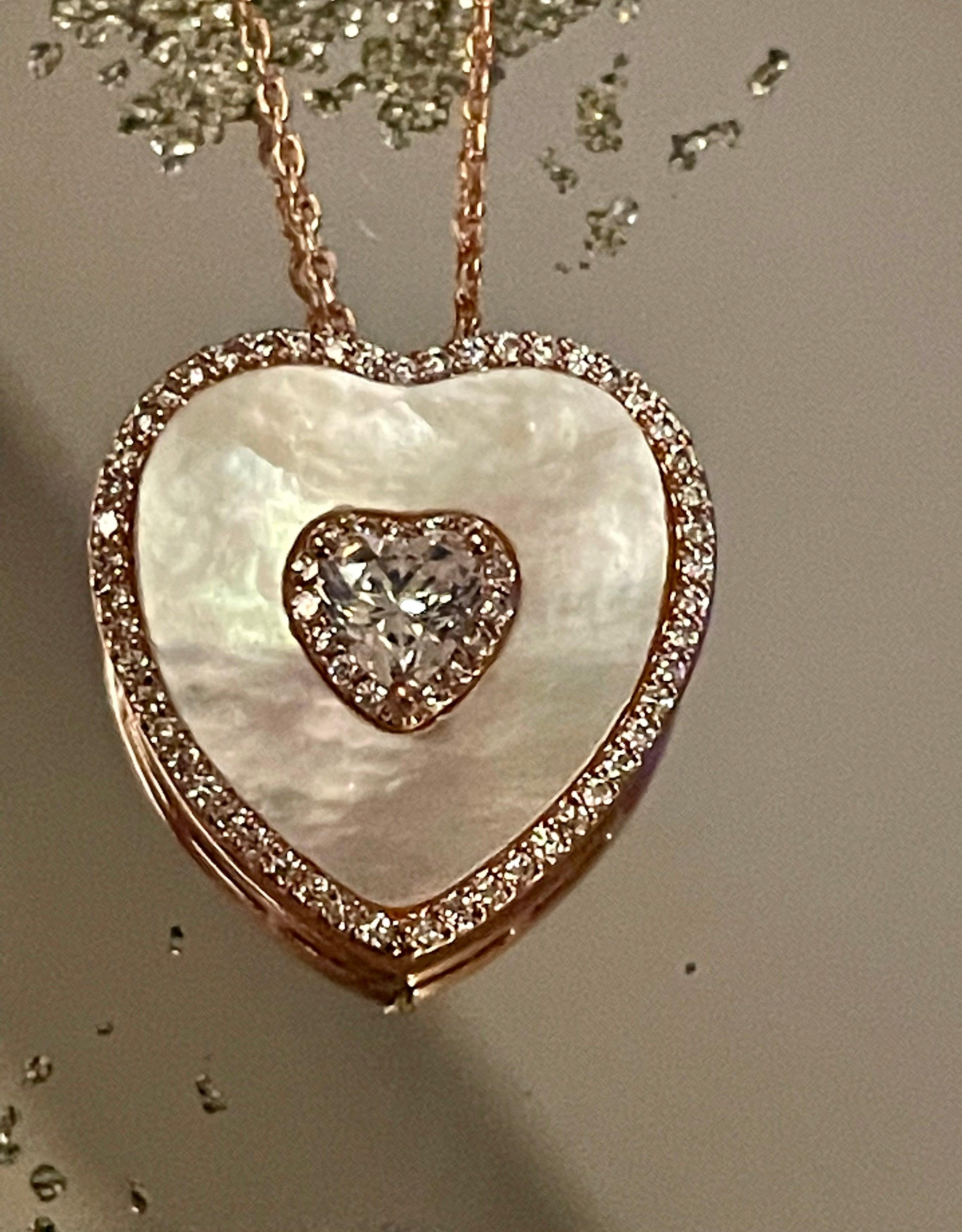 Mother of Pearl Heart Solitaire Necklace & Earring Set - Bansri Mehta Design