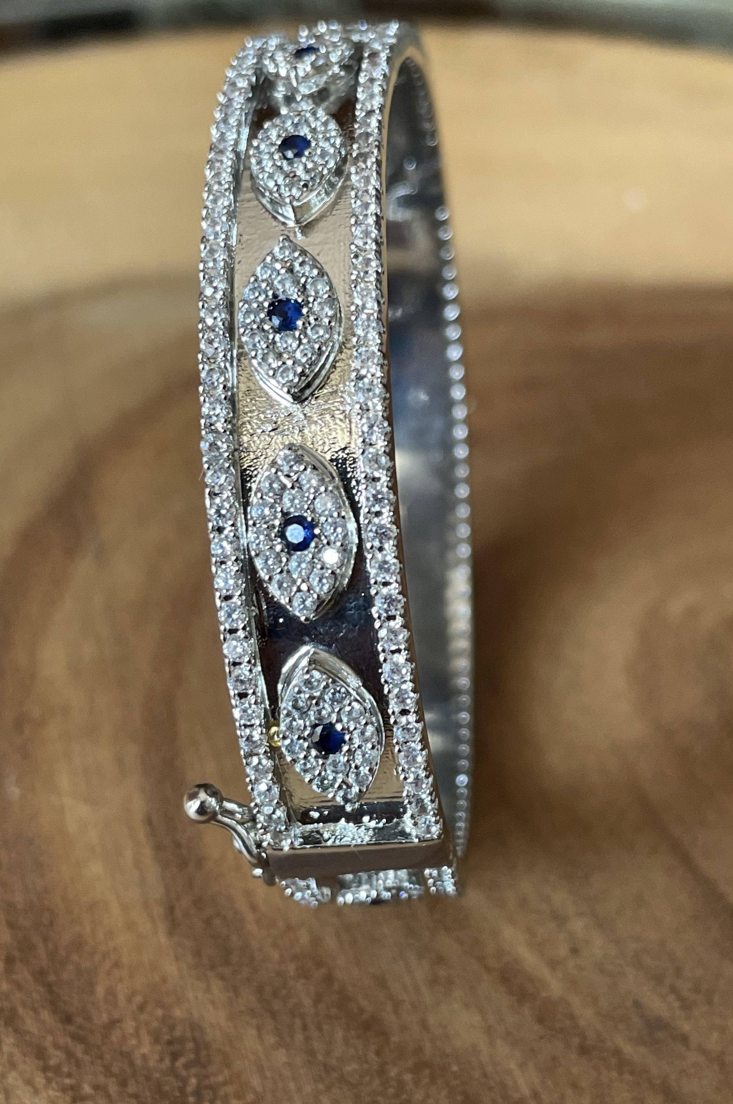Evil Eye Side Opening Bangle Bracelet - Bansri Mehta Design
