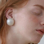 30mm Round Pearl Stud Earrings - Bansri Mehta Design