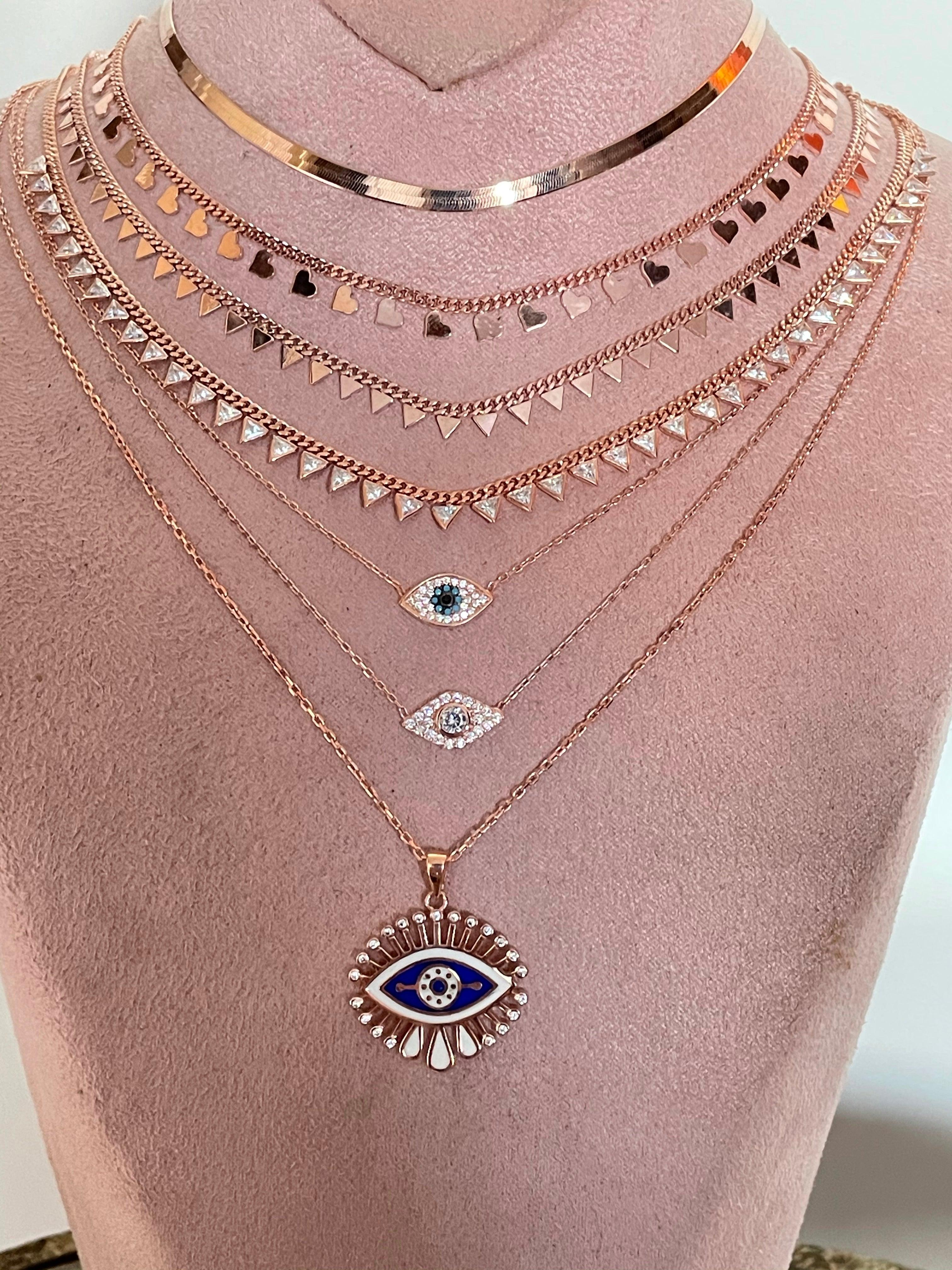 Mini Hearts Collar Chain Necklace - Rosegold - Bansri Mehta Design