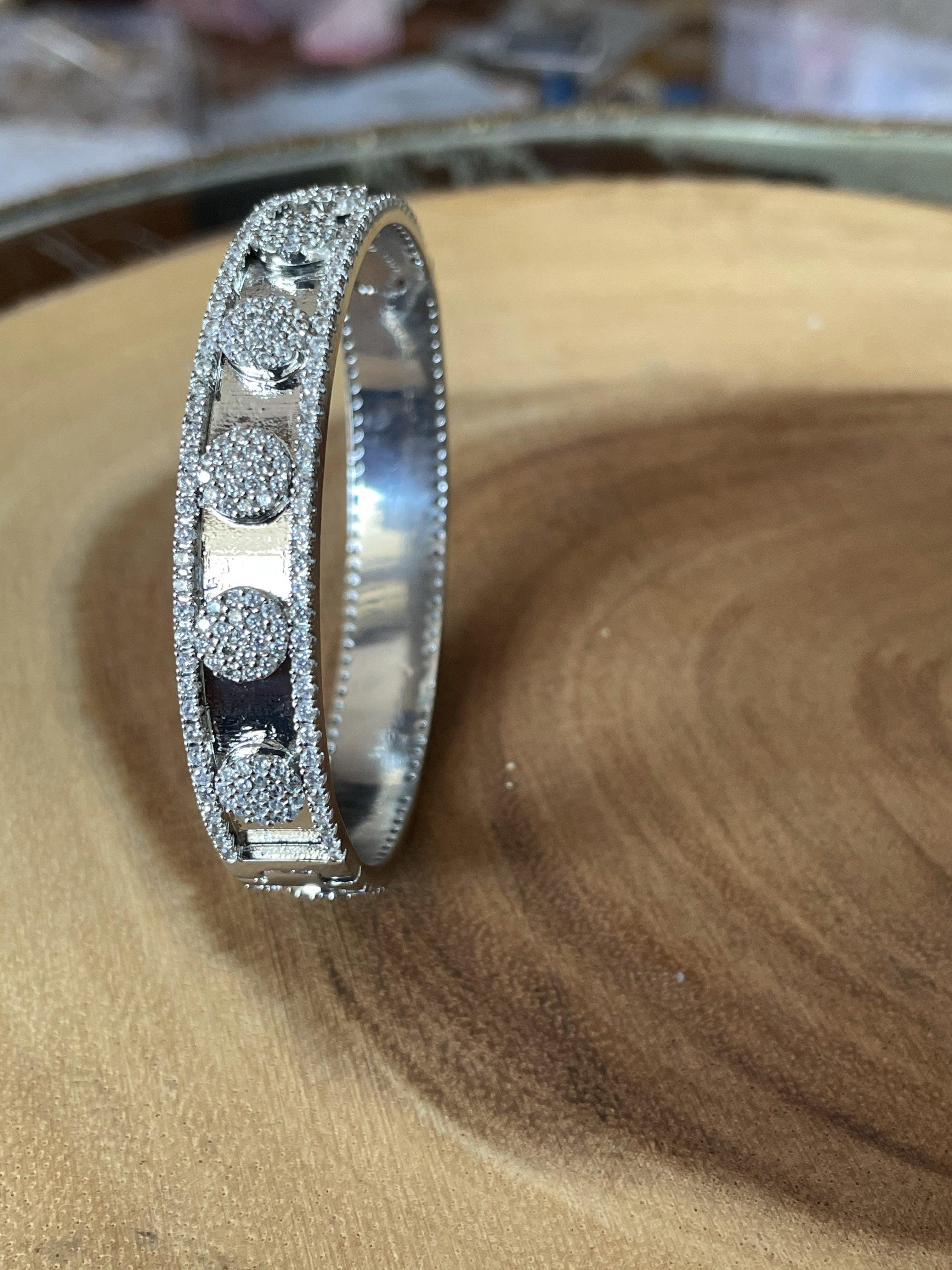 Circular Studded Side Opening Bangle Bracelet - Bansri Mehta Design