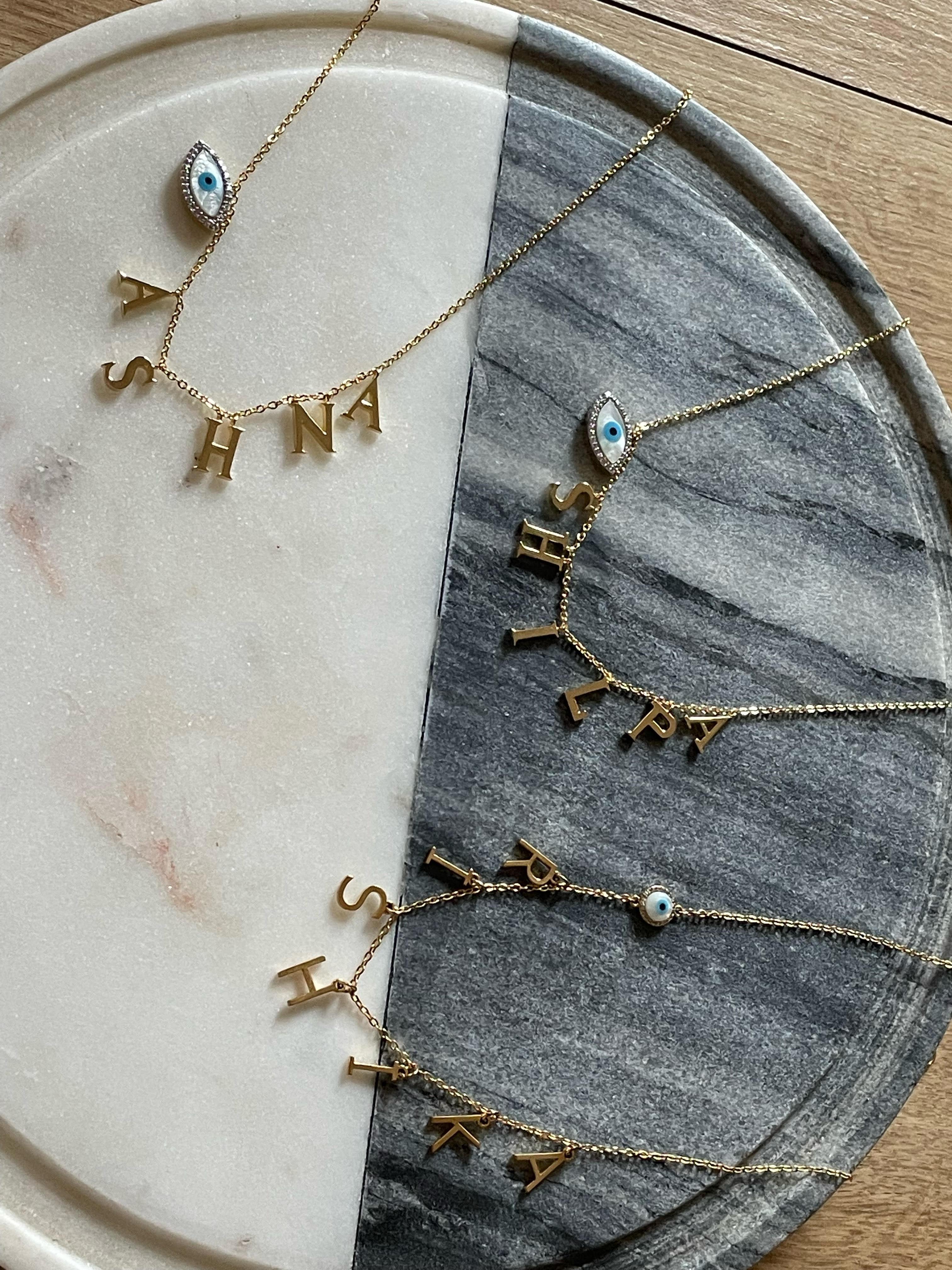 Personalized Name Charm Necklace - Bansri Mehta Design